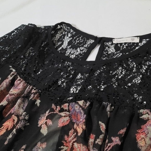 Soprano Floral Lace flowy blouse boho top S - Picture 8 of 11